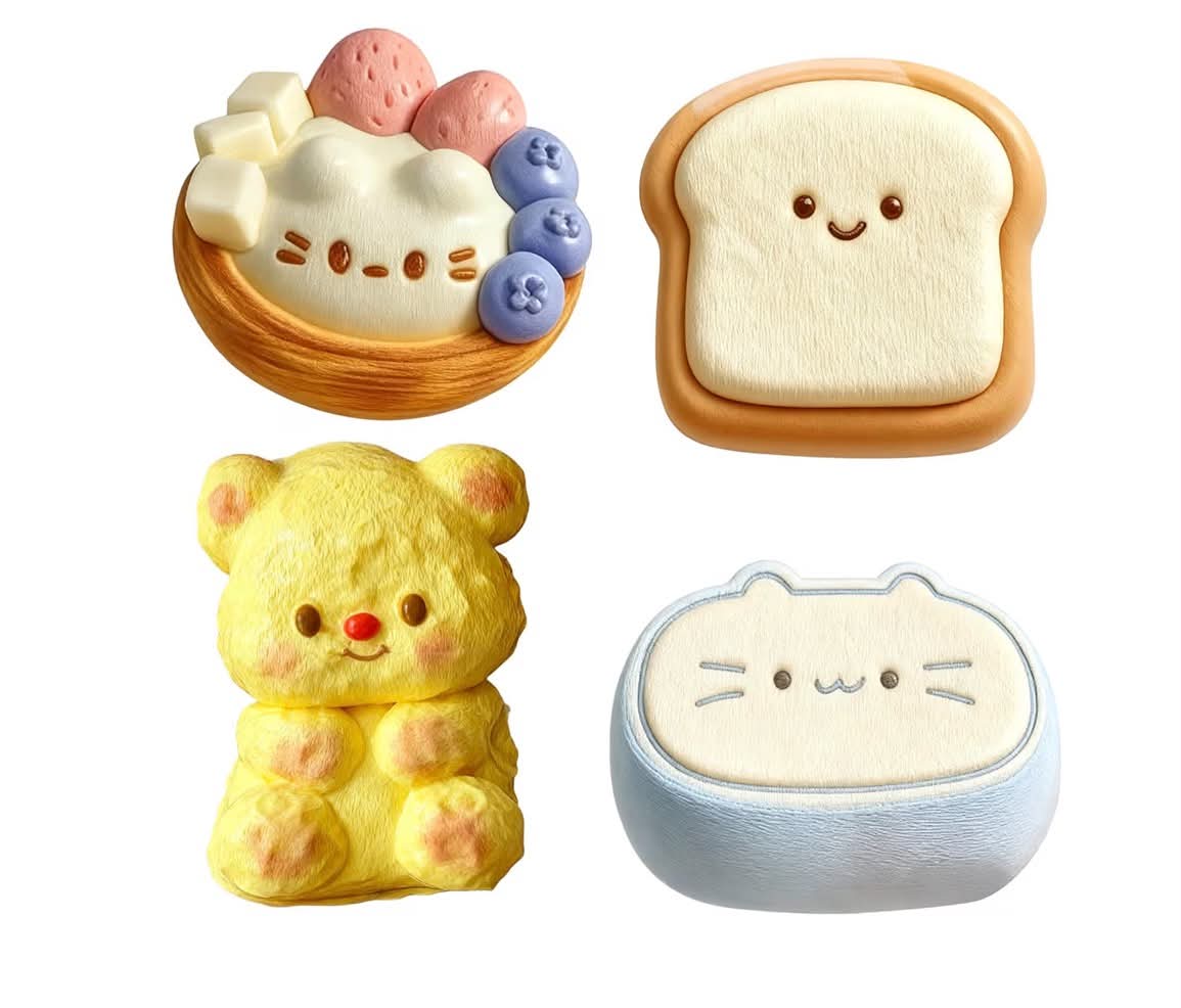 4Pcs Taba Squishy Kit, Handmade Stress Relief Novelty for Anxiety Squeeze Soft Fidget Toys Sensory Squeeze