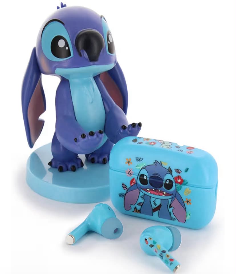 Buds Pro Stitch Wireless Bluetooth EarBuds & Phone Holder - Lilo & Stitch In Ear Headphones with Mic, 28+ Hours Playtime, Active Noise Cancelling EarBuds with IPX4 Rating & Wireless Charging Case