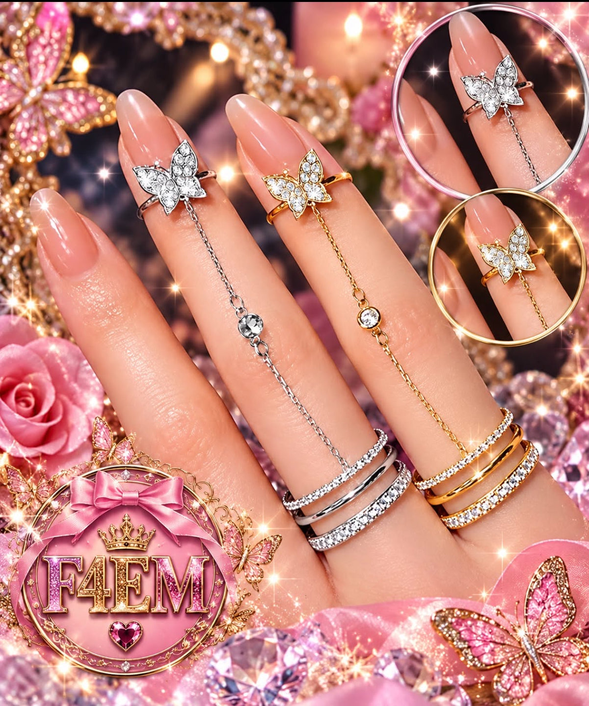 🦋✨ Butterfly Sparkle Ring ✨