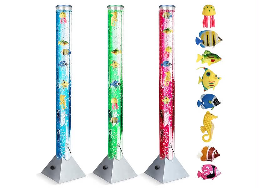 100cm Colour Changing Sensory Bubble Lamp with Plastic Fish
