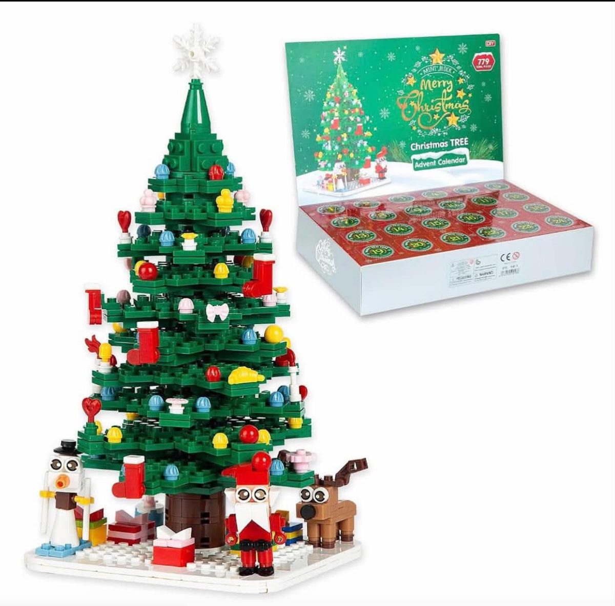 Advent Calendar Christmas Tree Building Toy Set, Christmas Countdown Calendar Building Block