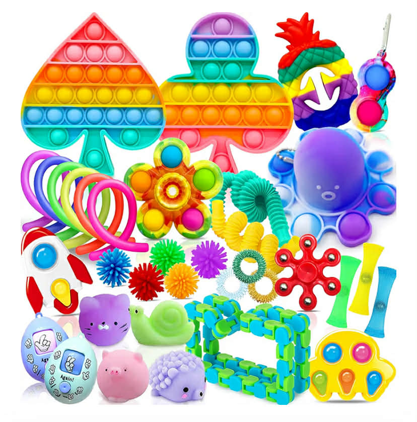 Fidget Toy Set, 36PCS With Box Fidget Pack, Sensory Anxiety Relief Stress Toys for Autism, Fidget Toy in Rainbow color, Octopus Relaxing Entertainment Birthday Gift for Kids Adults