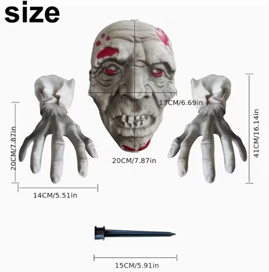 【3D】 Realistic Zombie Garden Stakes Halloween Decorations Outdoor Yard Stakes Outside House Lawn Patio Party Graveyard Scenes