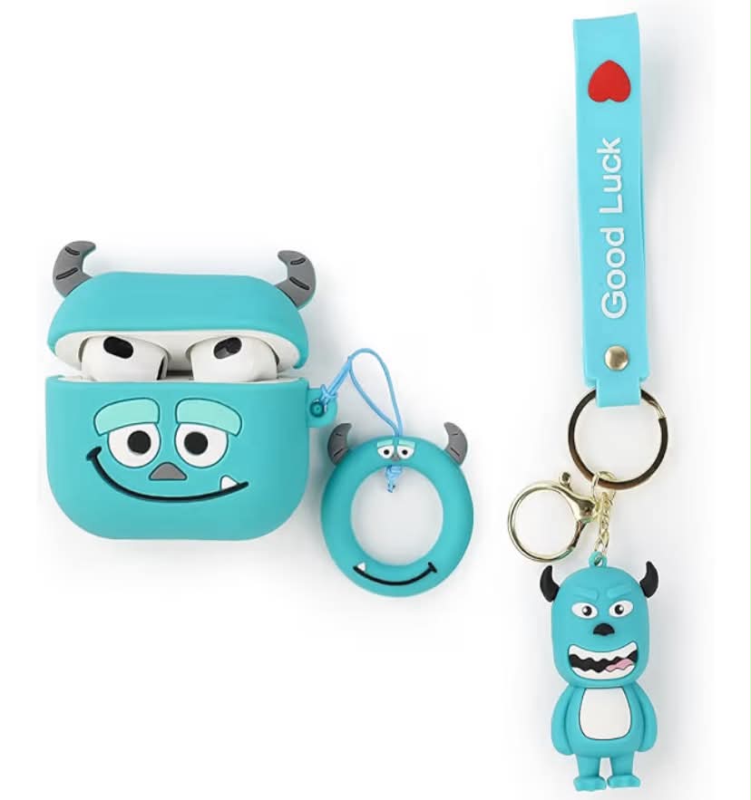 Case for AirPods 3rd Generation Earbuds with Doll and Anti-Lost Lanyard Keychain, Silicone Charging Shockproof Protective Cover with 3D Cartoon Skin Design for AirPods 3