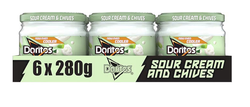 Doritos Nacho Cheese, hot salsa or sour cream & chives Sharing Dip 280g (Case of 6)
