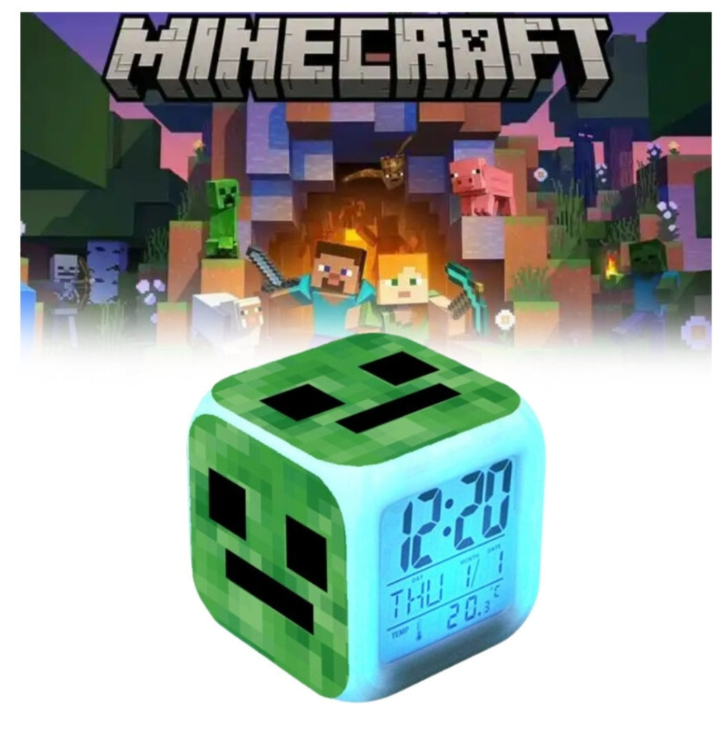 Minecraft Changing Colourful Alarm Clock With Lcd Screen Calendar Home For Use