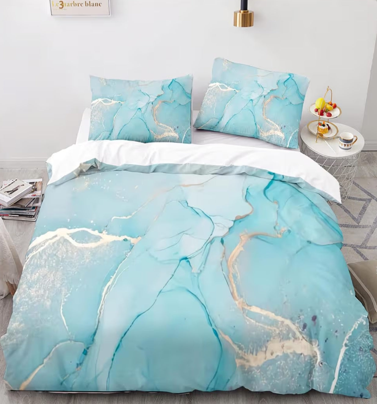 Marble Bedding Set Marble Duvet Cover Set, Soft Microfiber Comforter Cover Quilt Cover Set Decorative