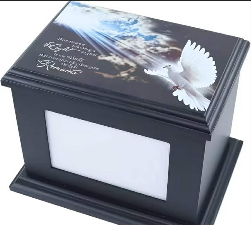 Handmade Solid Wood Box Urn for Adult Human Ashes Male Or Female Cremation - Men Or Women Funeral Memorial Tank with Photo Frame - Commemorative Box Weighs No More Than 90.72 KG