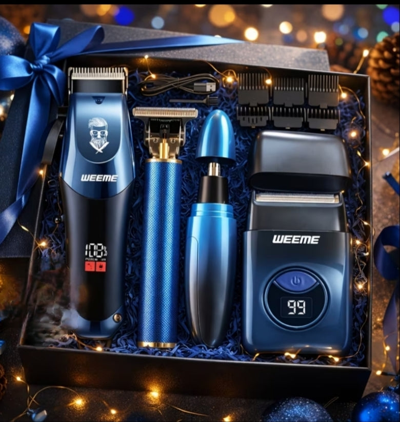 Rechargeable Electric Grooming Kit for Men, 3 pcs Set, Hair Clipper, Electric Foil Shaver, Beard Trimmer, Ear & Nose Hair Trimmer, USB Rechargeable,