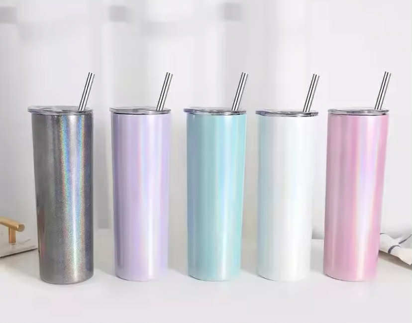 20oz Car Cup Skinny Tumbler Rainbow Paint