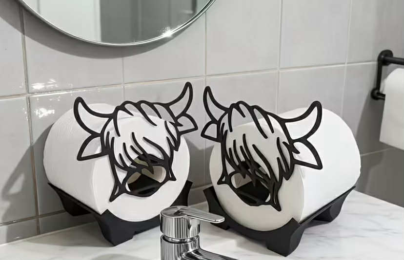 1 Set of Freestanding Highland Cow Toilet Paper Holder,