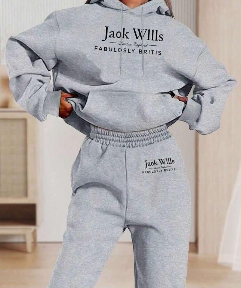 Plus Size Women 2 Pieces Set Hoodie And Sweatpants, Casual Drawstring Hooded Sweatshirt With Pockets Elegant Spring