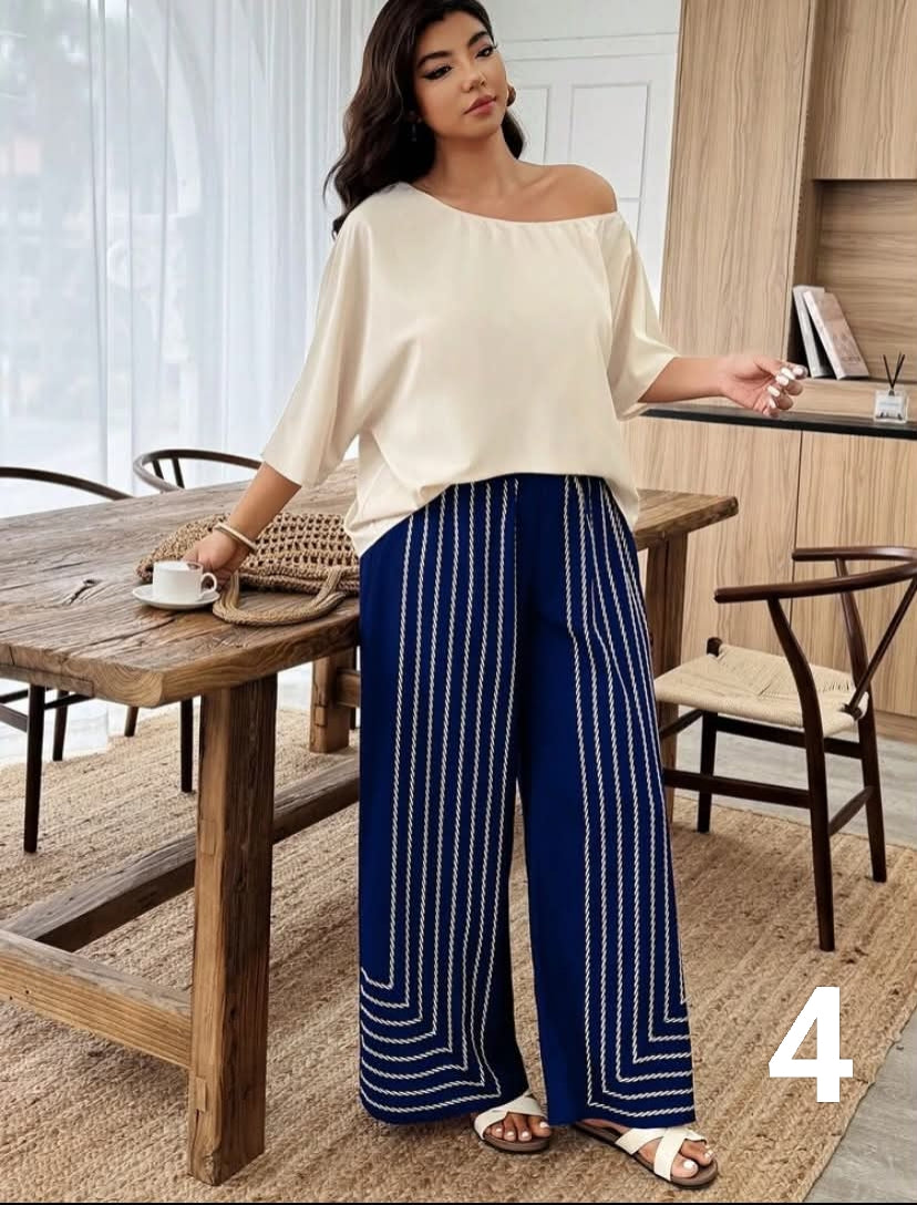 Random Print Casual Holiday Vibe Plus Size 2 Pieces Set