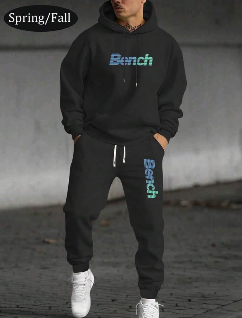 Men's Spring/Summer Lightweight Personality Letter Print Hoodie And Pants Set, Fashion Casual Men's Clothing With Pockets, Drawstring Waist Thin Trousers,