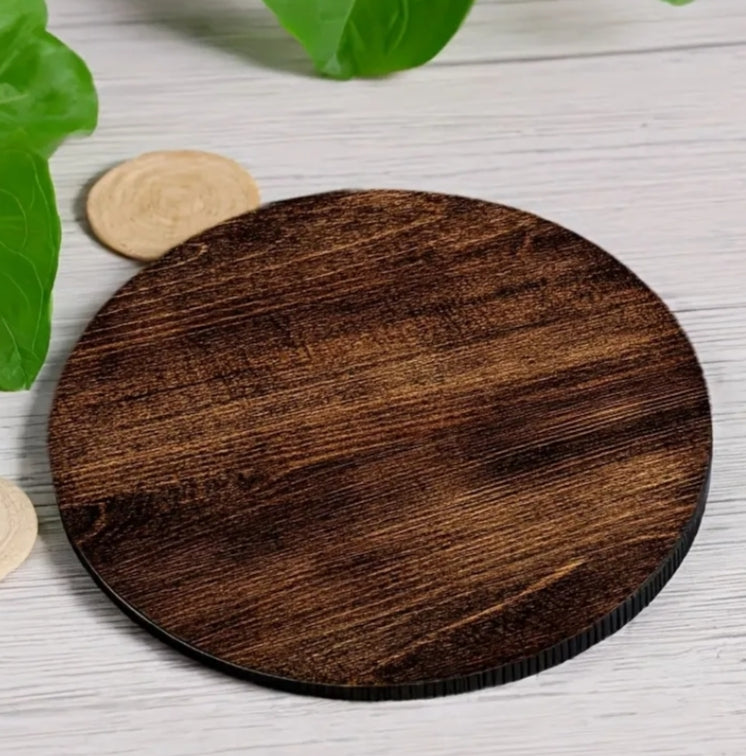 4 pcs Dark Walnut 2D Printed Coasters