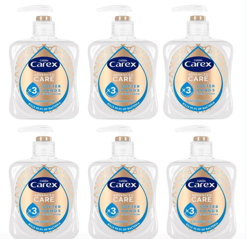 Carex Advanced Care Moisturising Antibacterial Hand Wash, 3x More Moisturisers, Clean & Protect Hands, Pack of 6 x 250ml