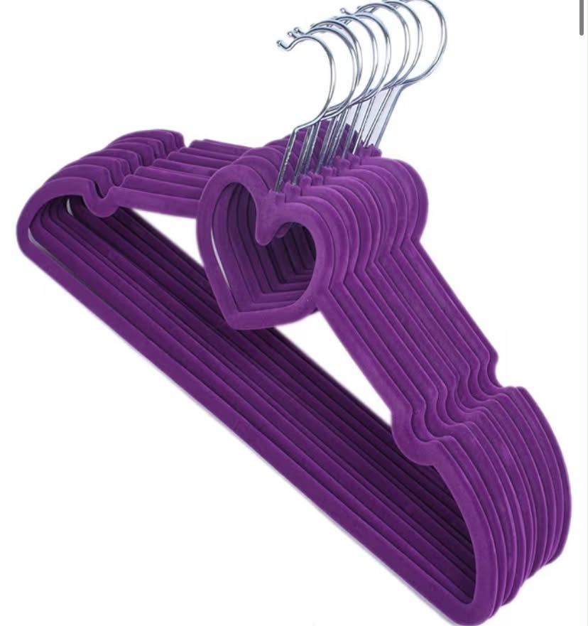 10pcs Sturdy Slim Lightweight Non-Slip Heart-Shaped Velvet Clothes Hanger, Space Saving, For Shirts, Pants, Blouses, Scarves, Coats