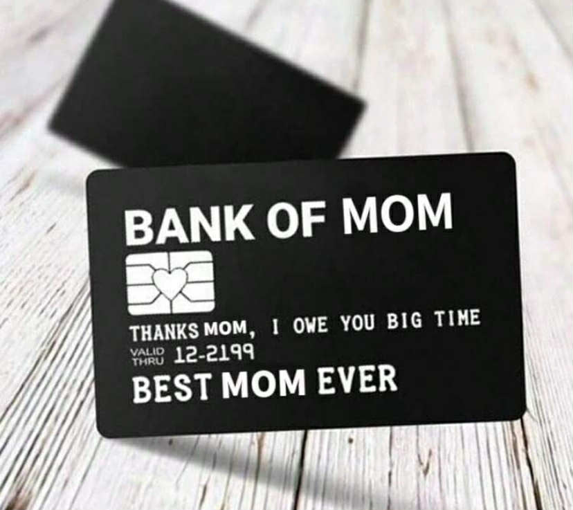 Bank of Dad or mum Credit Card Novelty Wallet Card, Black Metal