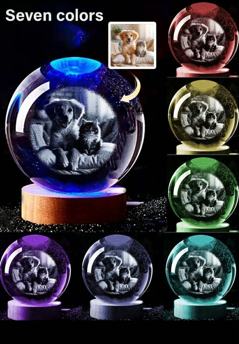 Personalized Crystal Ball Night Light Custom 2D Photos Crystal Ball