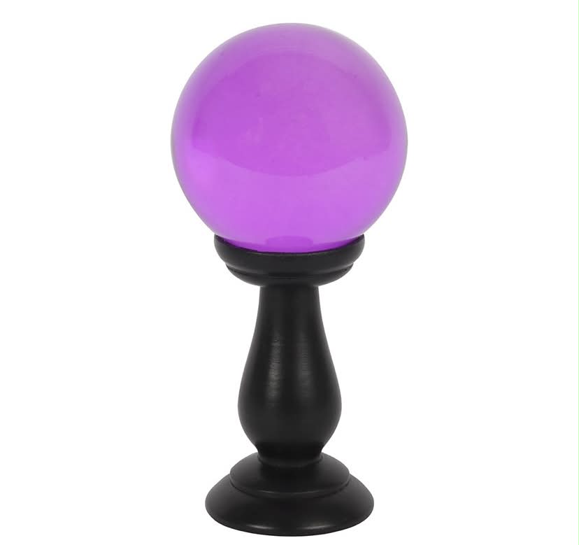 SMALL PURPLE CRYSTAL BALL ON STAND