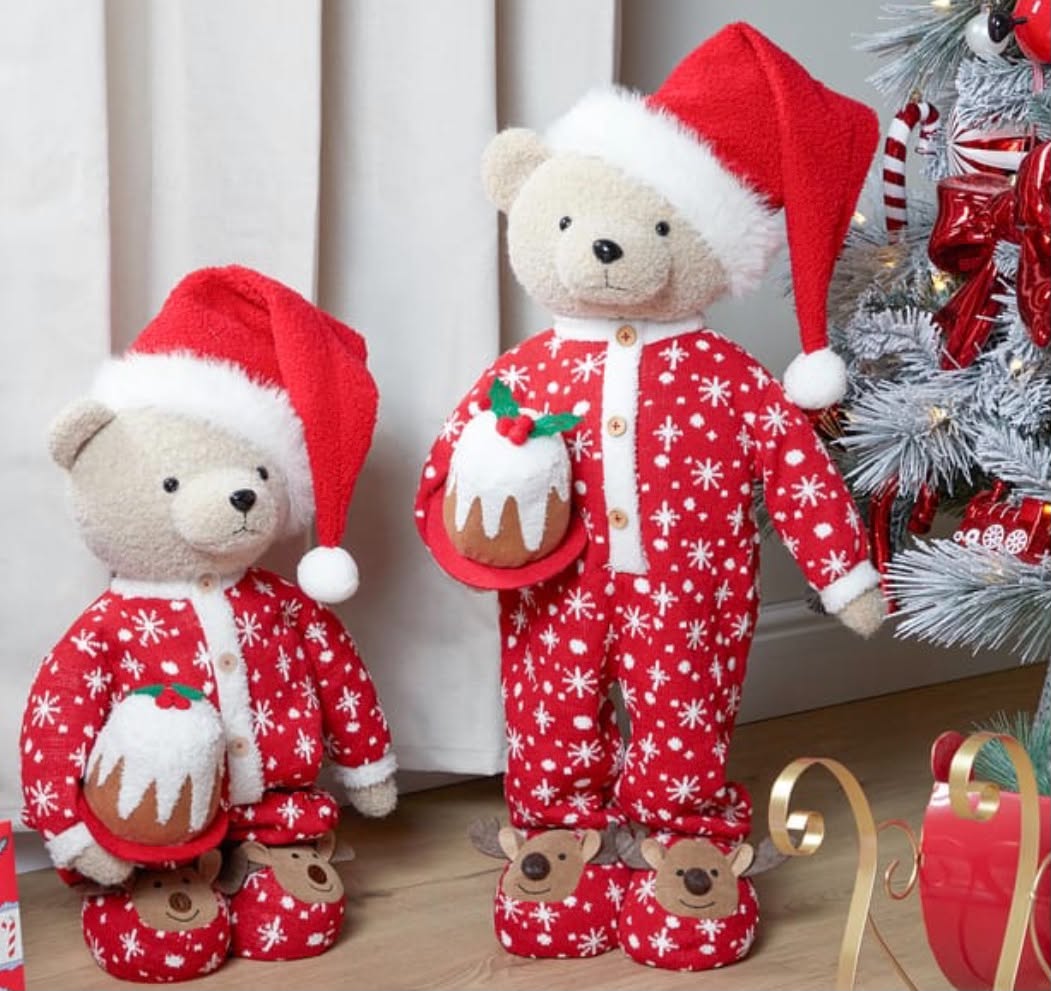 Sleigh Bells Christmas Teddy In Pyjamas