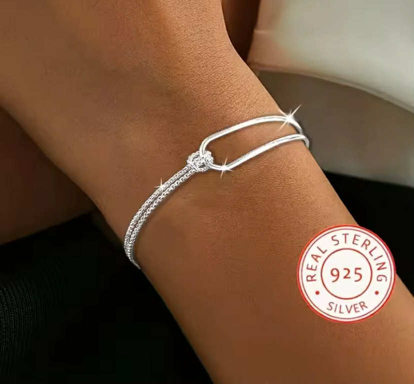 Silver Minimalist Geometric Collage Bracelet