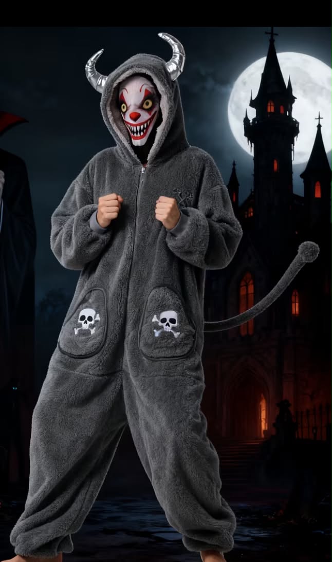Men's Little Devil Halloween Sweatshirt Winter Warm Lined
