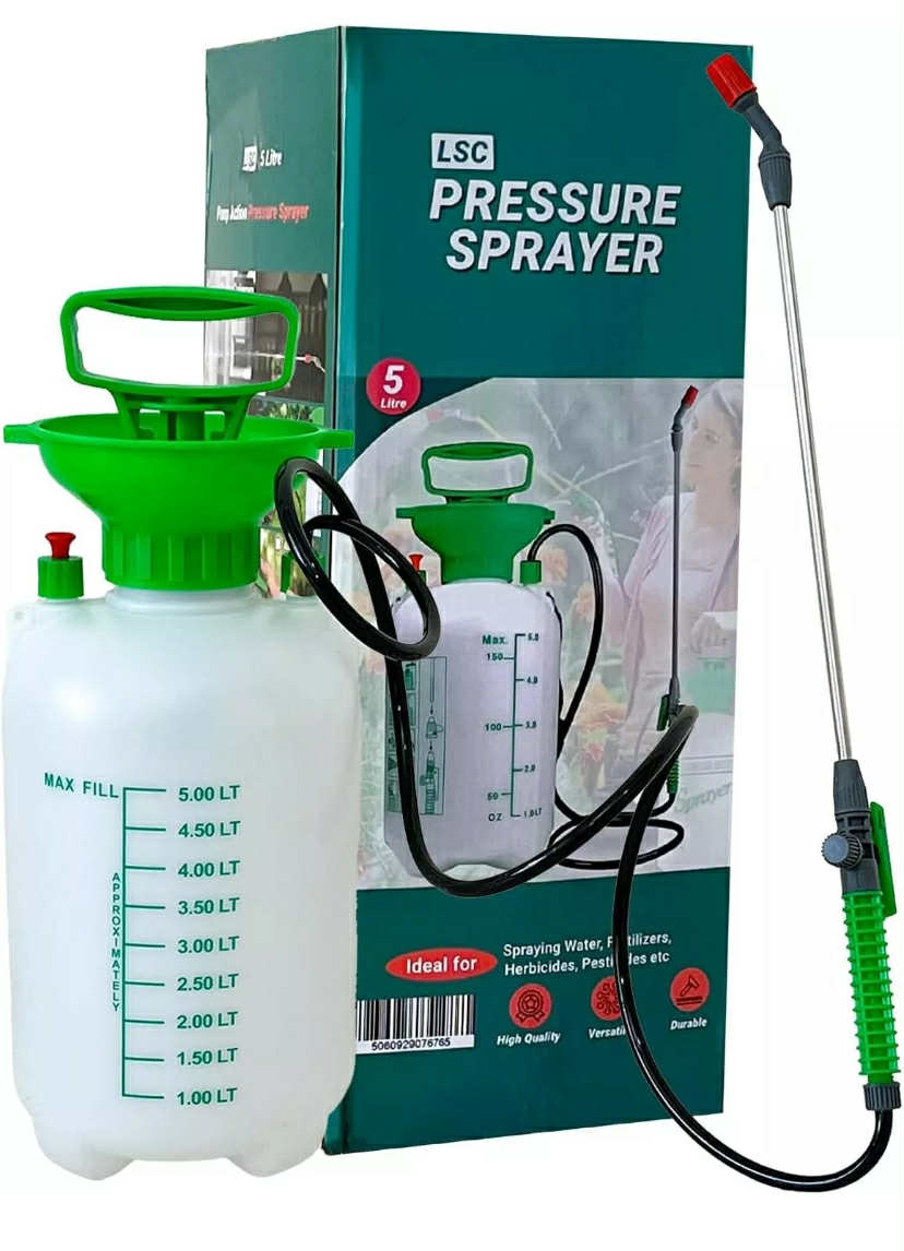 5L Garden Sprayer Pressure Hand Pump Action Adjustable Nozzle Weed Insecticide