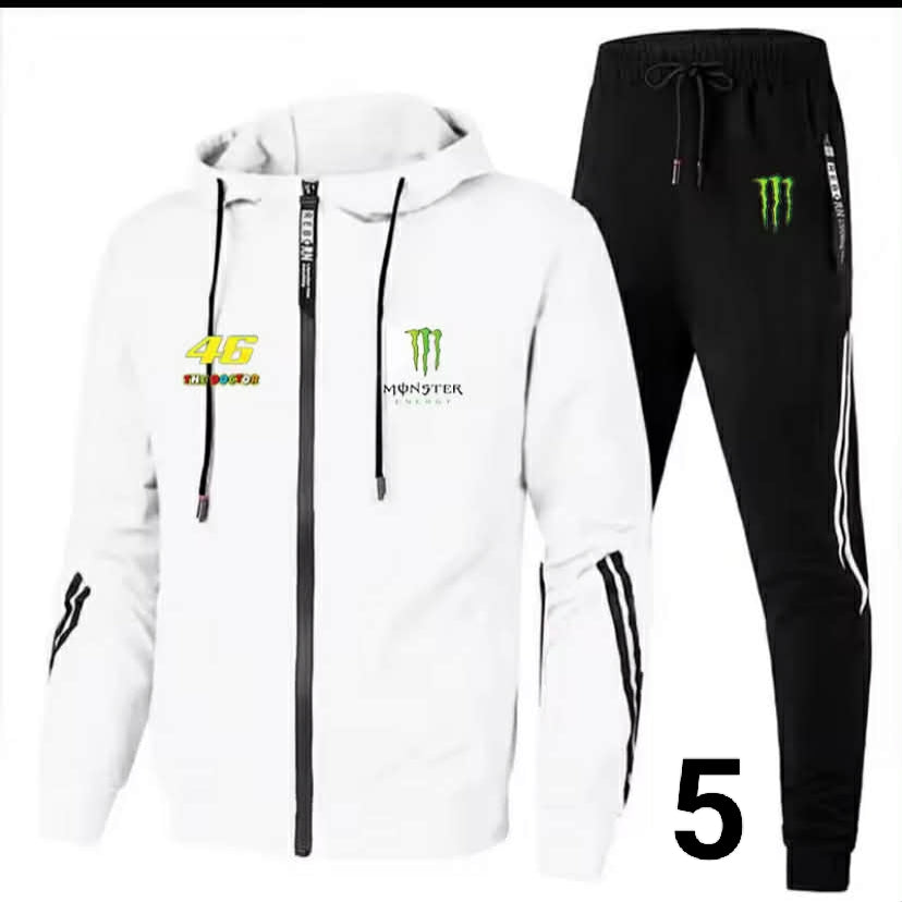 Monster Energy printed jacket for men and women, spring outdoor sports zip-up sweater + pants
