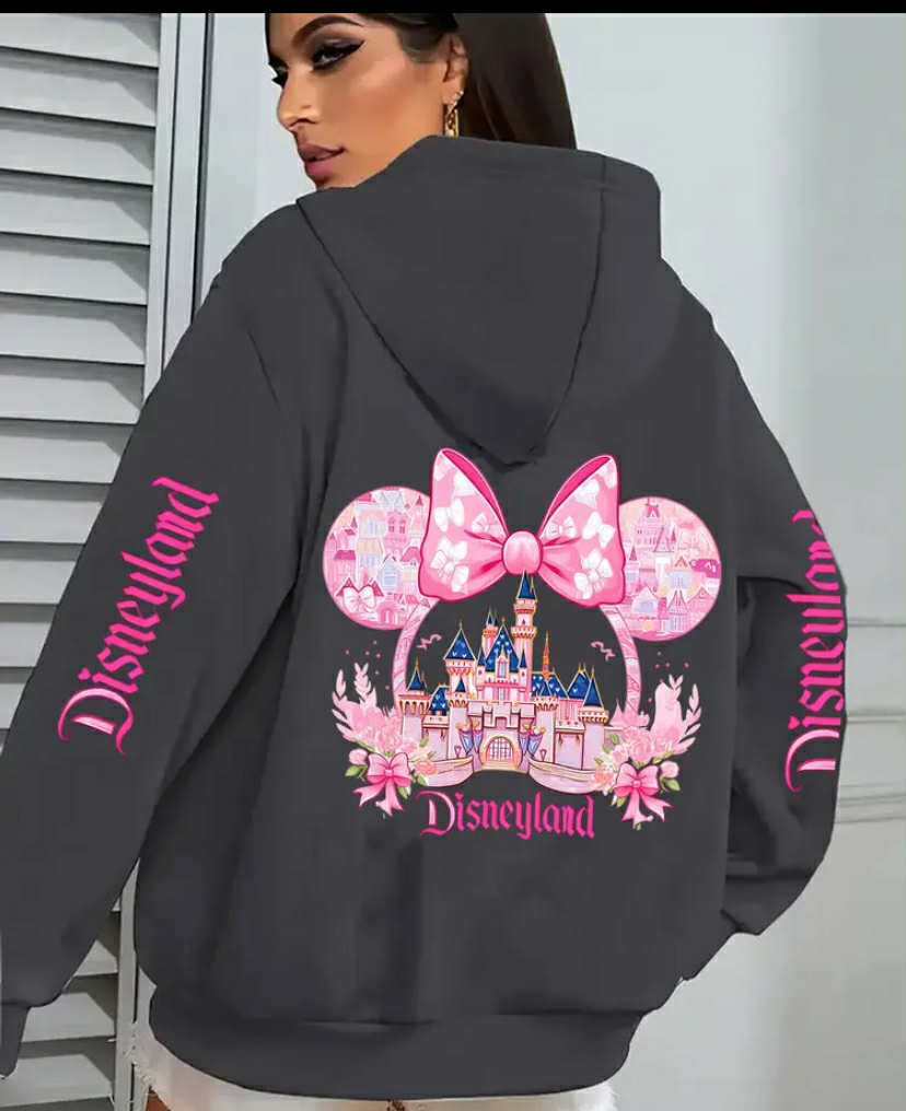 Authentic Disney Licensed Hoodie Featuring a Dreamy Castle Print, with a Front Zipper Design, Women'S Jacket