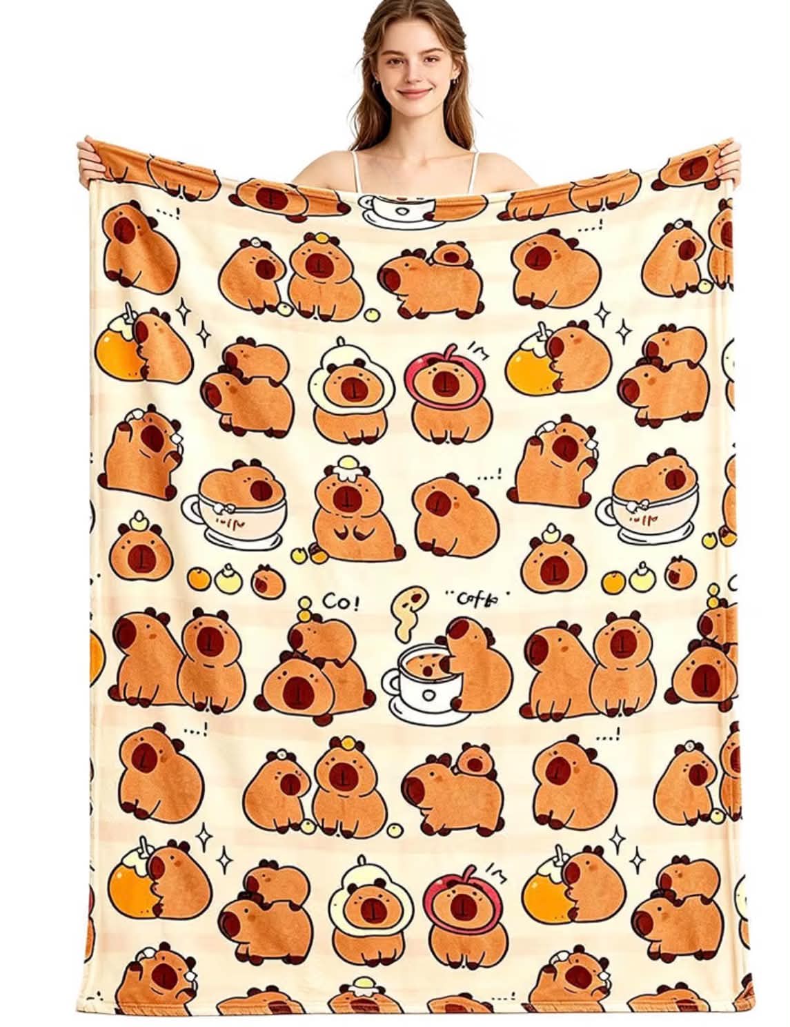 Capybara Blanket, Single Cotton Bedding, Cosy Throw