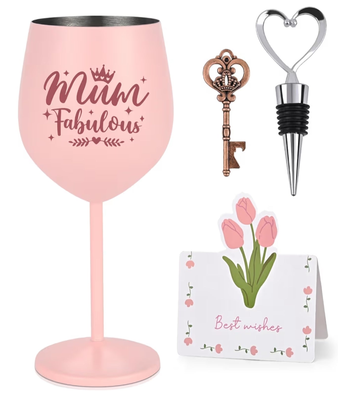 Livole Mum Unbreakable Cocktail Glasses with Bottle Opener, 18oz 550ml