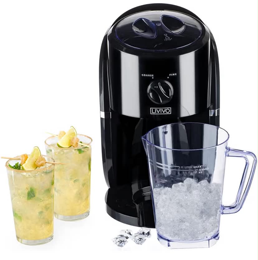 Electric Ice Crusher – Powerful Slush Machine with Stainless Steel Blades, Removable 1L Hopper & Ice Scoop – Ideal for Snow Cones, Slushies, Cocktails, Frappes, Iced Tea & More