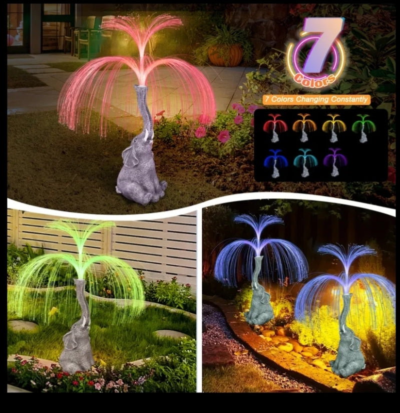 1 Solar Powered Creative Elephant Statue Fountain Light - Perfect for Garden, Lawn, Balcony, Porch, And Pond Decoration, A Unique Gift for Outdoor Lighting
