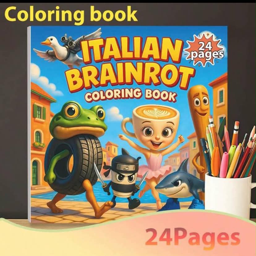 1 pc Adult Coloring Book, Brain Rot Coloring Book: The Ultimate Meme Gift, Designed For Gen Z And Alpha Humor Enthusiasts, Includes 24 Named Viral Character Designs. (Pens Not Included)