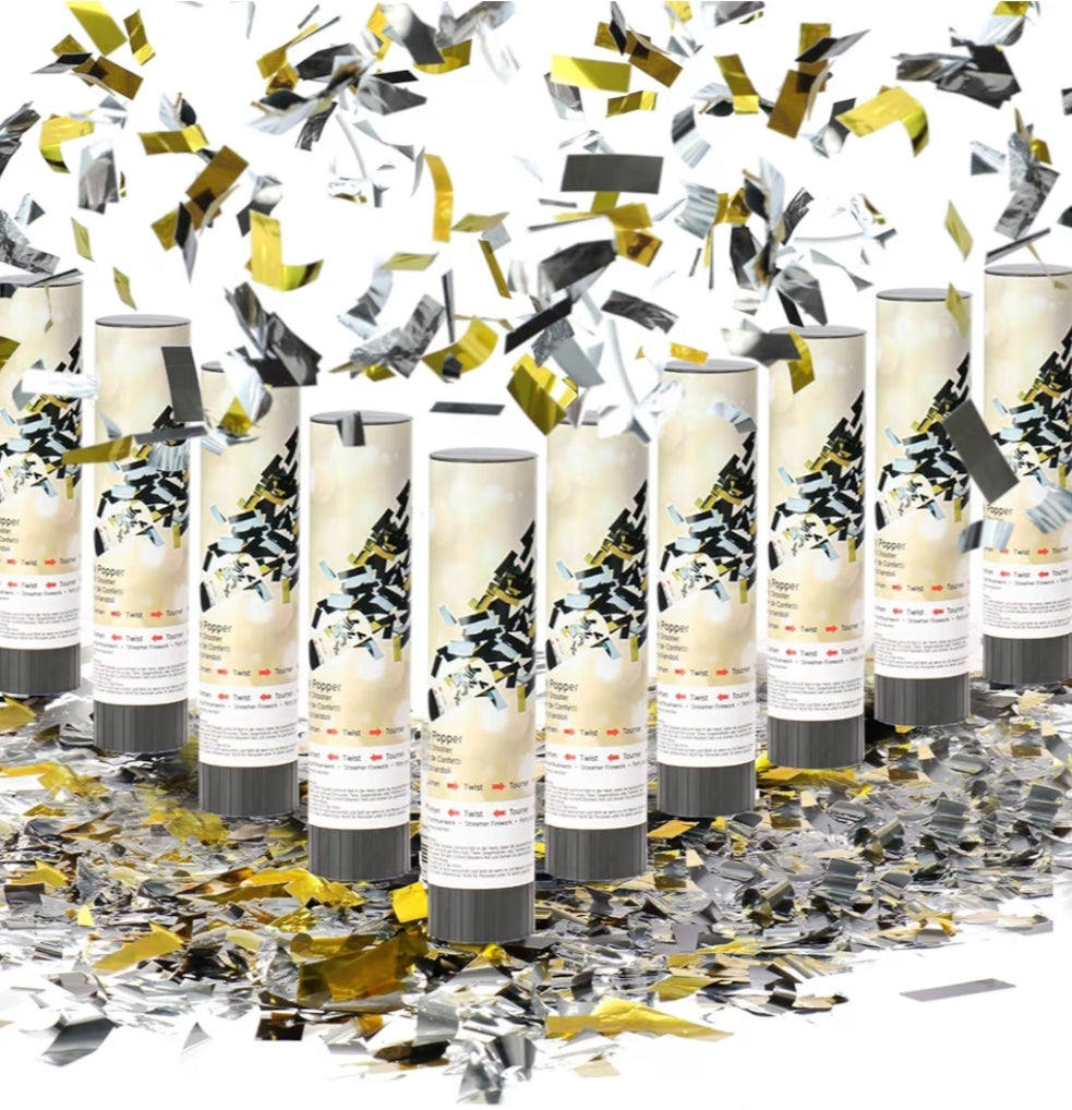 10x Shooting Party Popper Set 20 cm, Confetti Cannon