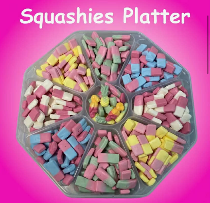 Squashies Party Platter - Birthday Gift, Thank You Gift, Party Platter, approx 1kg of Squashies in each platter