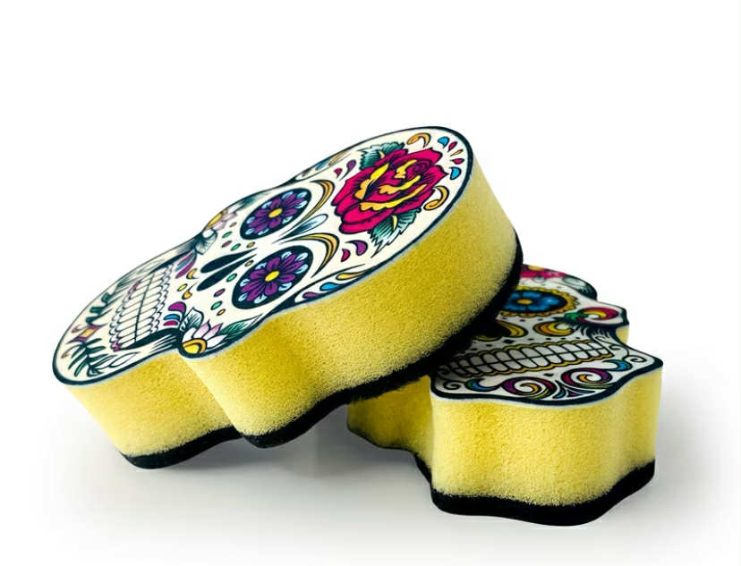4 pcs Sugar Skull Design Cleaning Sponges