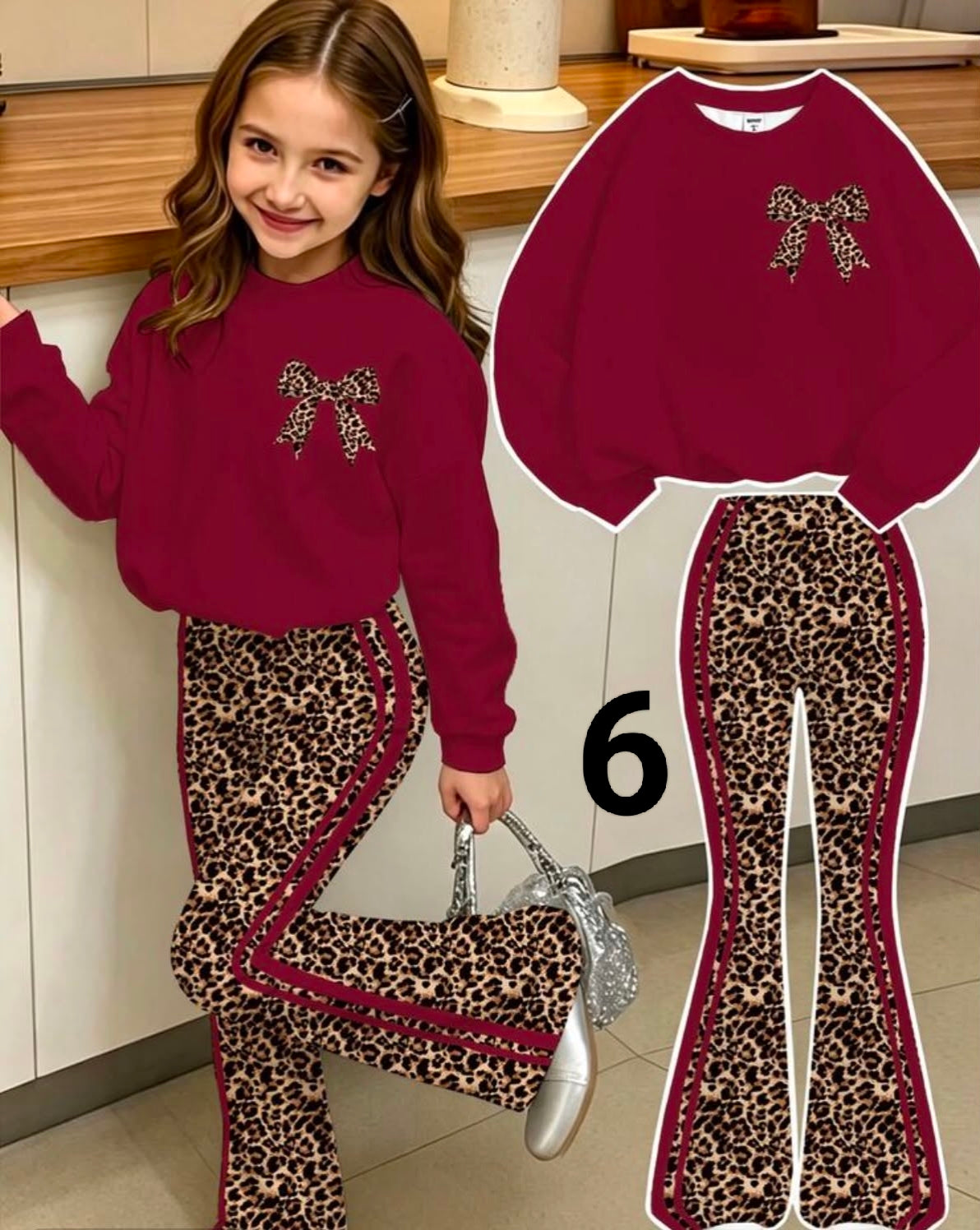 Halloween Autumn/Winter Casual Girls Vintage Pumpkin & Floral Print Crew Neck Sweatshirt And Flare Pants Set,