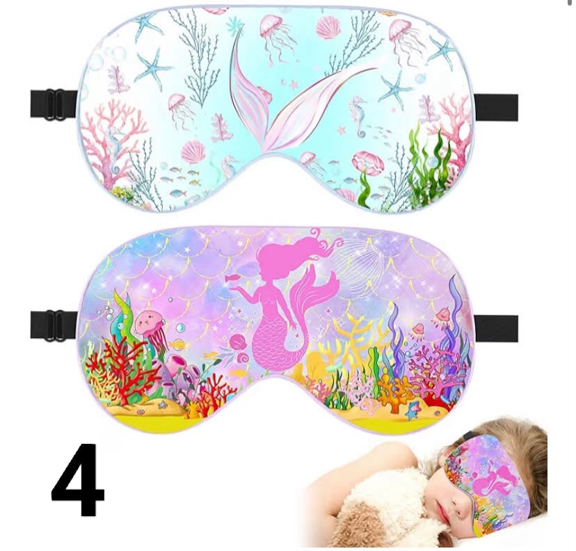 2 Pack Sleep Mask for Kids,Silk Eye Mask for Sleeping with Adjustable Strap Cute Blindfold Adult Children's Bedtime Eye Cover for Travel Nap