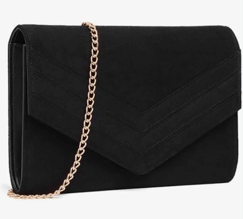 Miss Lulu Clutch Women's Elegant Envelope Pochette, Vegan Suede Handbag, Small Clutch Envelope, Crossbody Shoulder Bag, Evening Bag