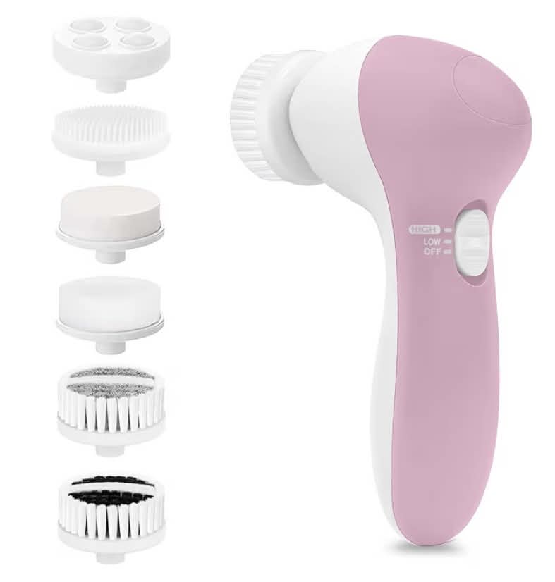 Facial Cleansing Brush Face Scrubber: CLSEVXY Electric Face Spin Cleanser Brushes with 6 Brush Heads for Deep Cleansing, Gentle Exfoliating, Removing Blackhead, Massaging