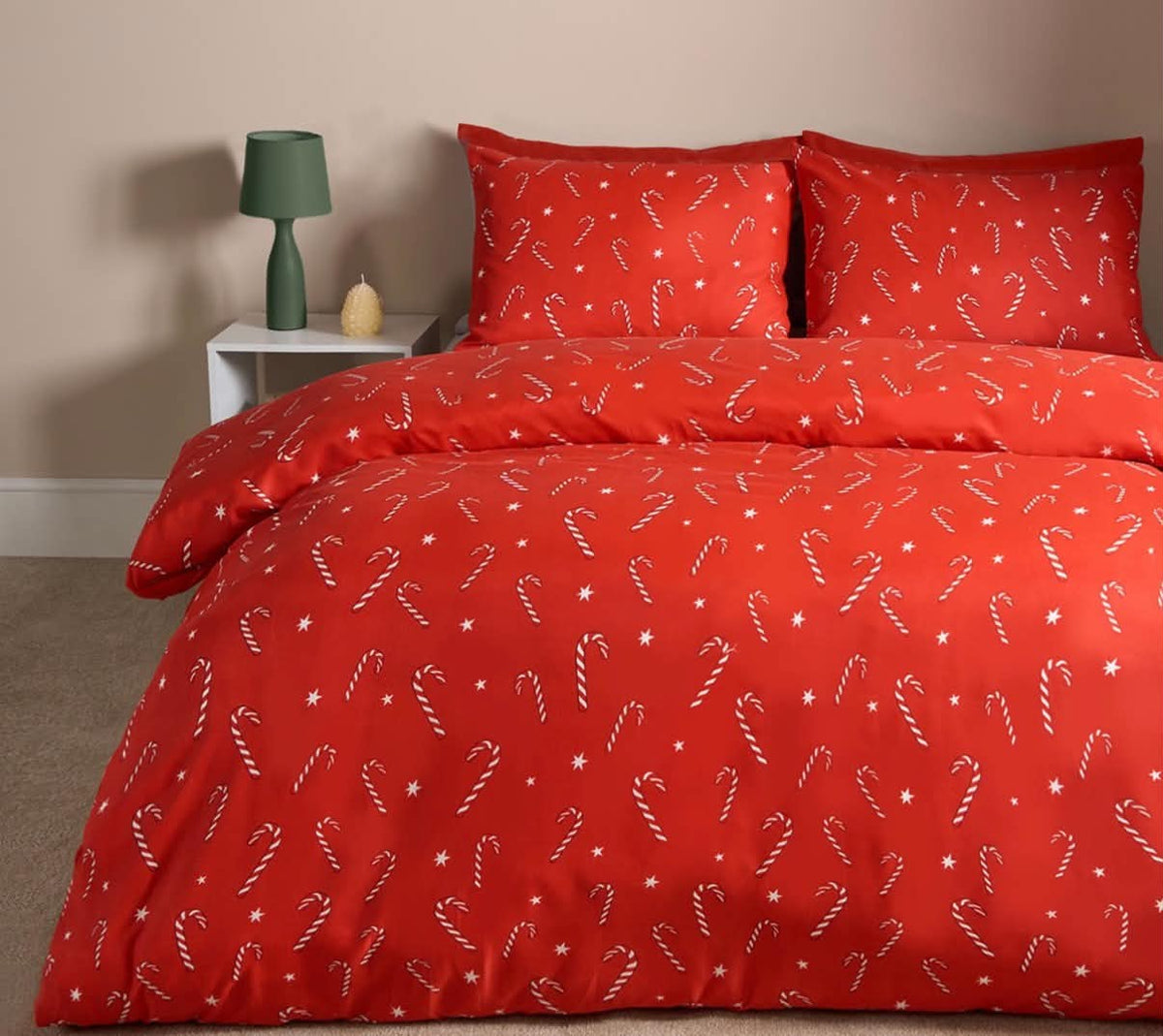Christmas Candy Cane Duvet Cover Set - Red