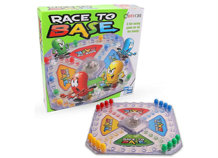 Racing and Chasing to Base Game Kids Children Race to Base Pop a Dice Board Game Great Family Friends Frustration Party Game Ludo
