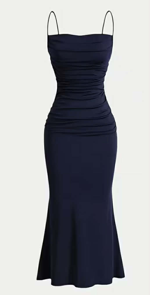 Elegant Solid Color Women's Pleated Hem Camisole Dress