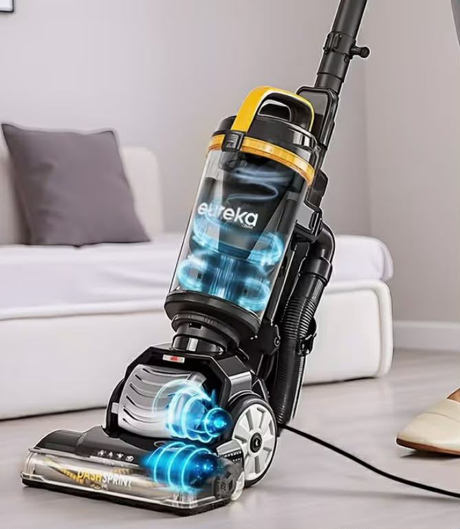 Midea Eureka UEU610: Upright Vacuum Cleaner Boasting 2.2L Dust Cup, Anti-Hair Wrap & Dual Cyclone Tech, 150° Steering for Maneuvering Around Furniture, LED Lights for Better Cleaning Visibility, 3-in-1 Crevice Tool, Ideal for Multi-Scene Home & Studio Use