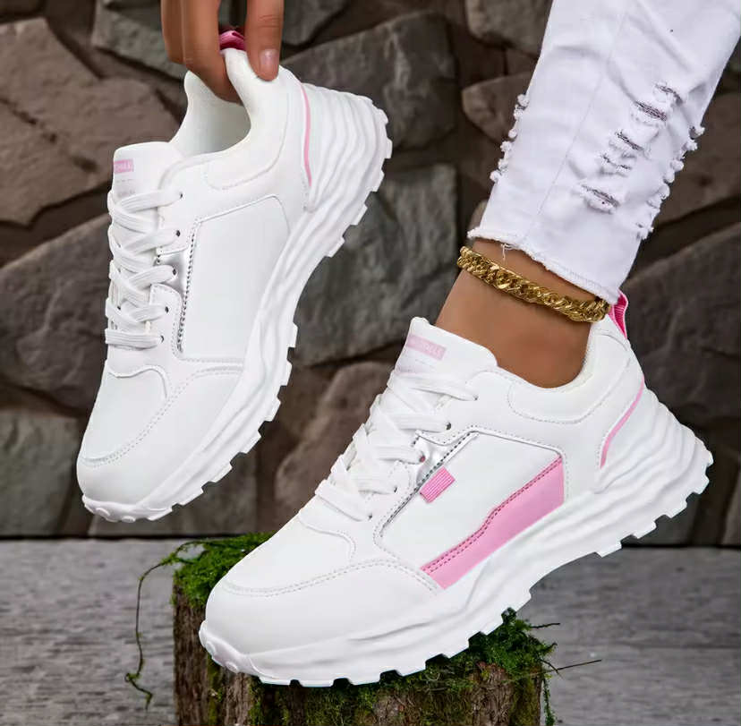 Sneakers Women Lace Up Flats Ladies Outdoor Running Walking Shoes