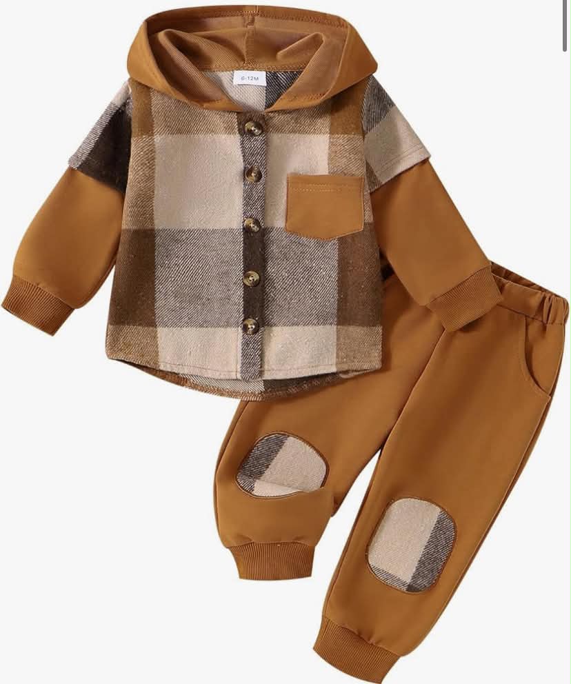 Toddler Baby Girl Clothes Fall Outfits Long Sleeve Contrast Color Hoodie Plaid Sweatshirt Top Tracksuit Pants Set