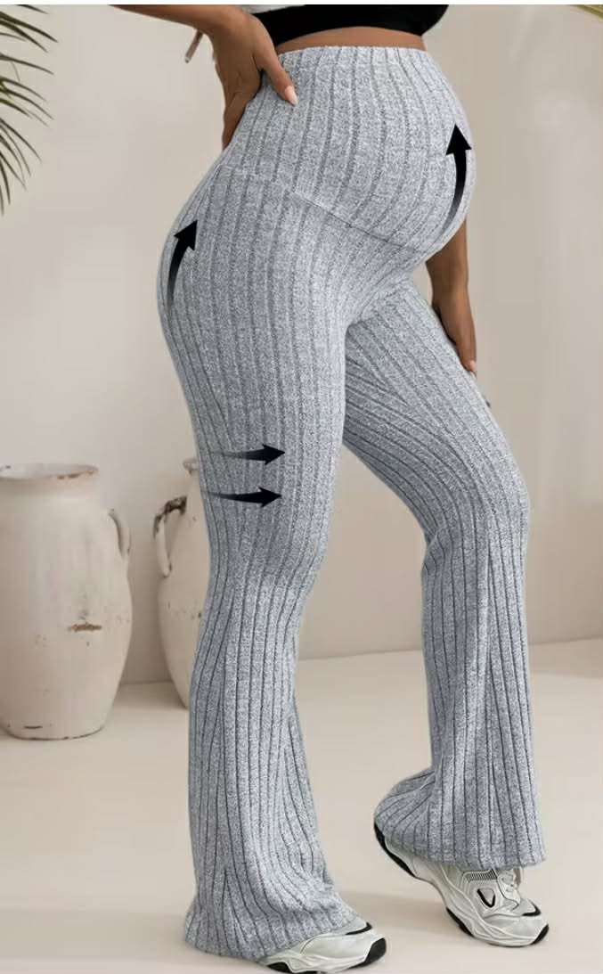 Adjustable Waist Flare Long Pants for Pregnant Women, Super High Waist