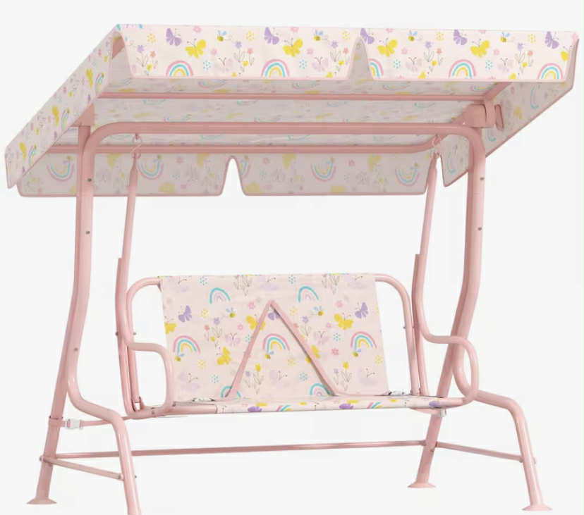Kids Garden Swing Seat, Outdoor Swing Chair with Adjustable Canopy
